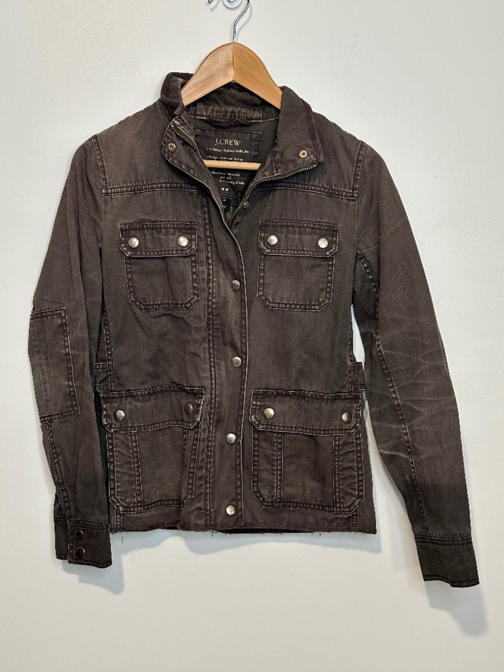 J Crew Downtown Full Zip Brown Cotton Field Jacket Size XS
